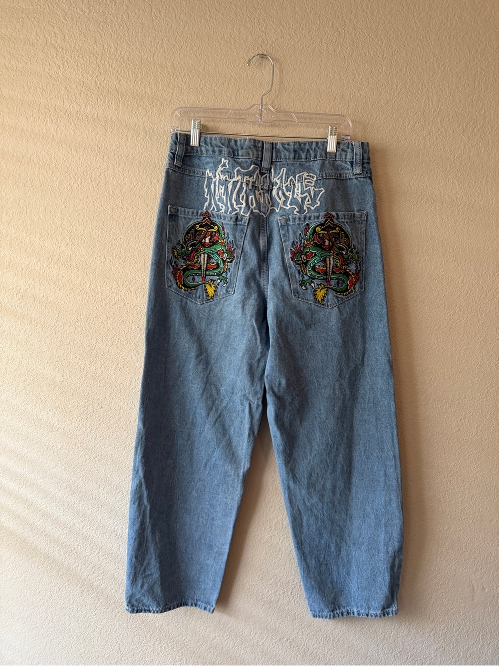 Ninth Park Ambush Embroidered Blue Denim Jeans with Back Pocket Design Size 30